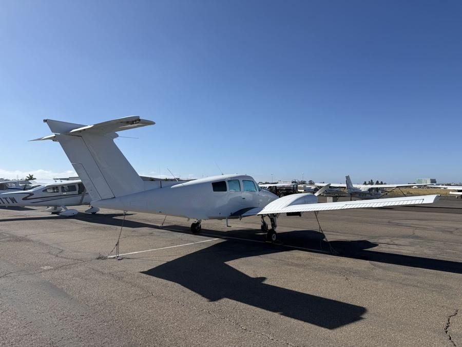 multi-engine training aircraft on the ramp at Montgomery Field